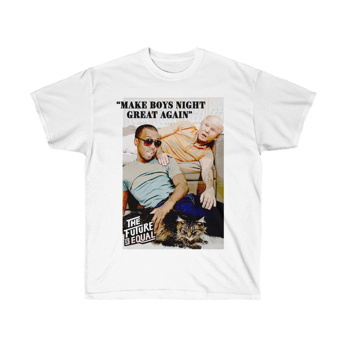 Make Boys Night Great Again Trump and Kanye Lying With Cat Funny Tee