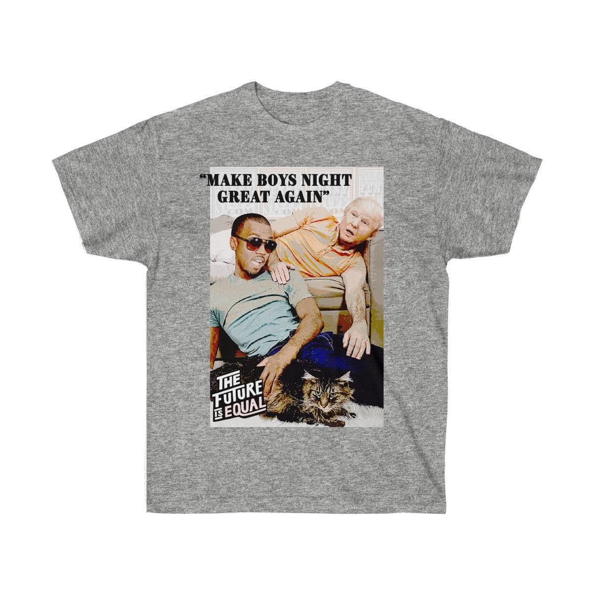 Make Boys Night Great Again Trump and Kanye Lying With Cat Funny Tee